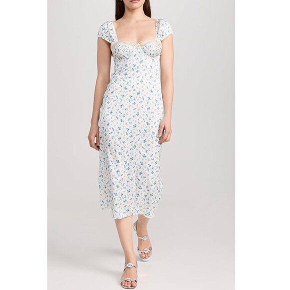 NEW FOR LOVE & LEMONS PALOMA BLUE FLORAL MIDI SLIP DRESS SIZE S - Picture 1 of 10